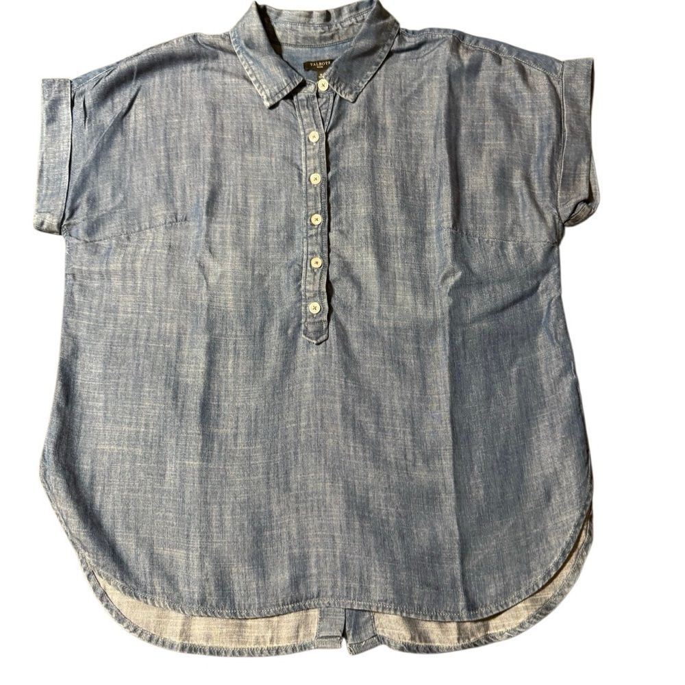 Talbots Denim Blue Short-Sleeve button down Shirt M